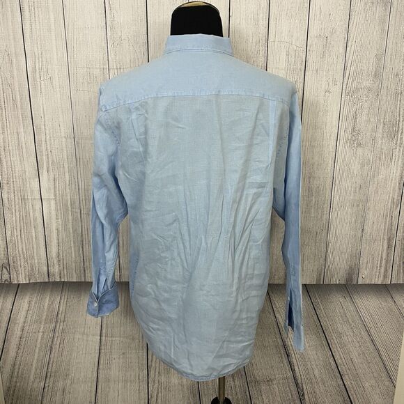 Tommy Bahama Men's Large Light Blue Linen Long Sleeve Button-Front Shirt - Picture 5 of 9